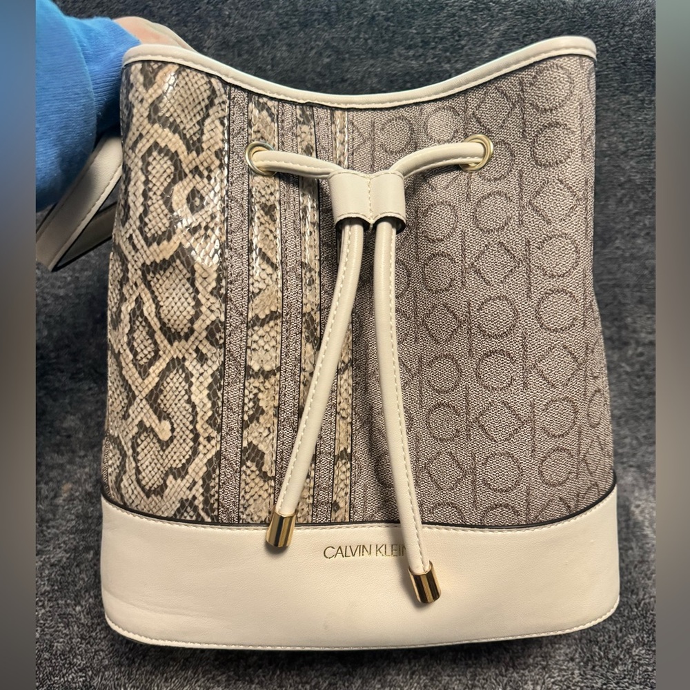 Calvin Klein Snake Print Bucket Purse